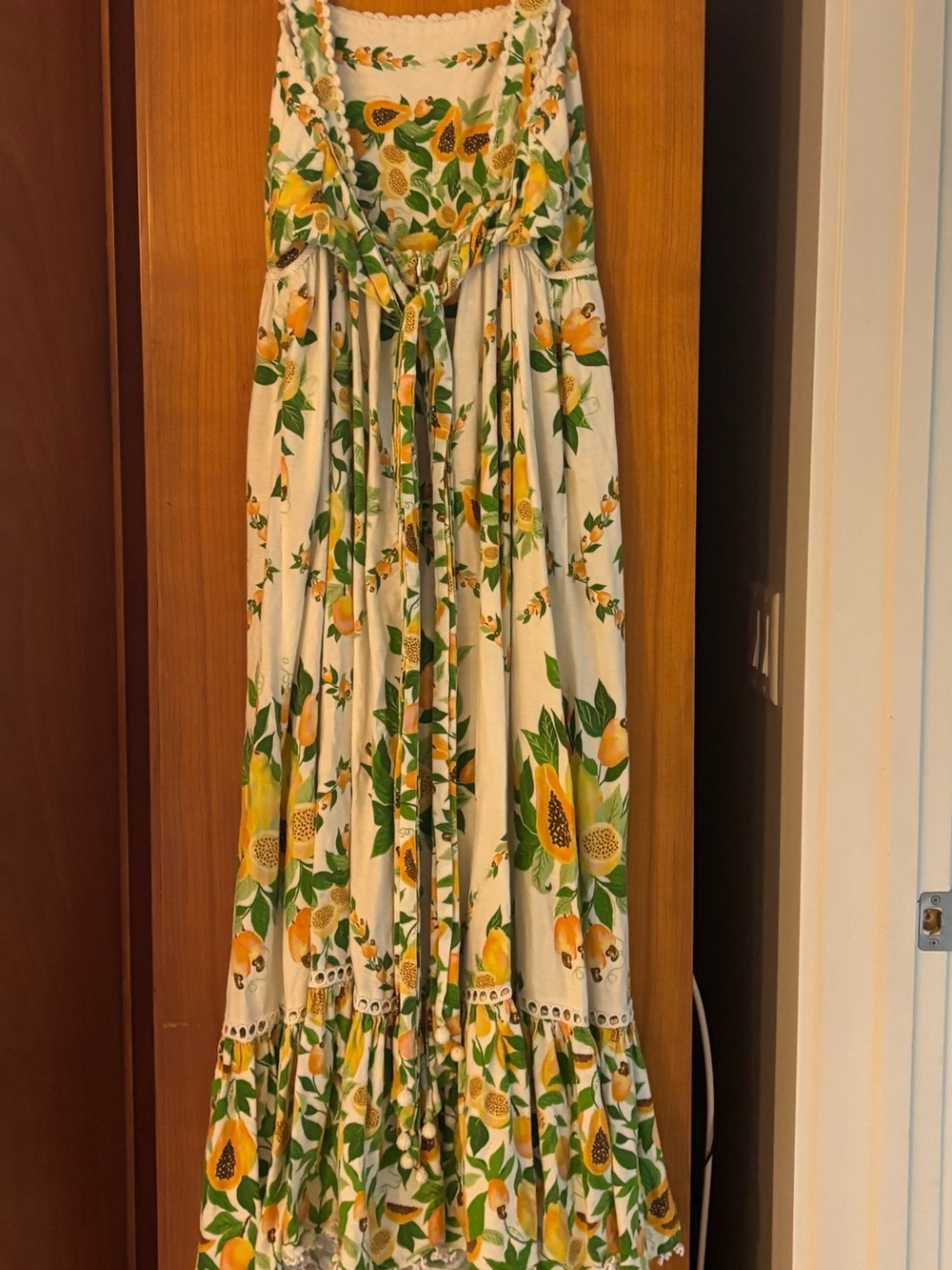 Farm Rio Papaya Salad Scarf Maxi dress - White and Yellow - Picture 9 of 13